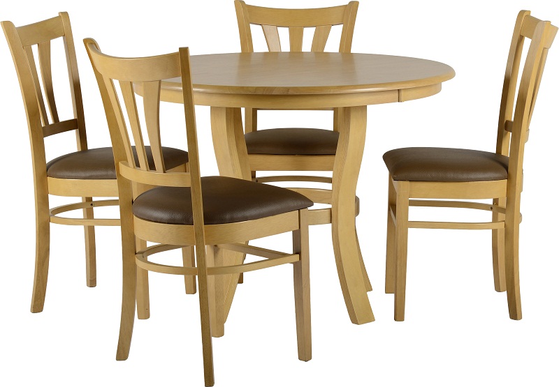 The Grosvenor Dining Set is a Wooden Dining Set comprised of a Round Dining Table accompanied by 4 Dining chairs , Please click to get details